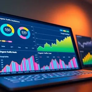 A digital marketing dashboard illustrating SEO strategies for organic traffic