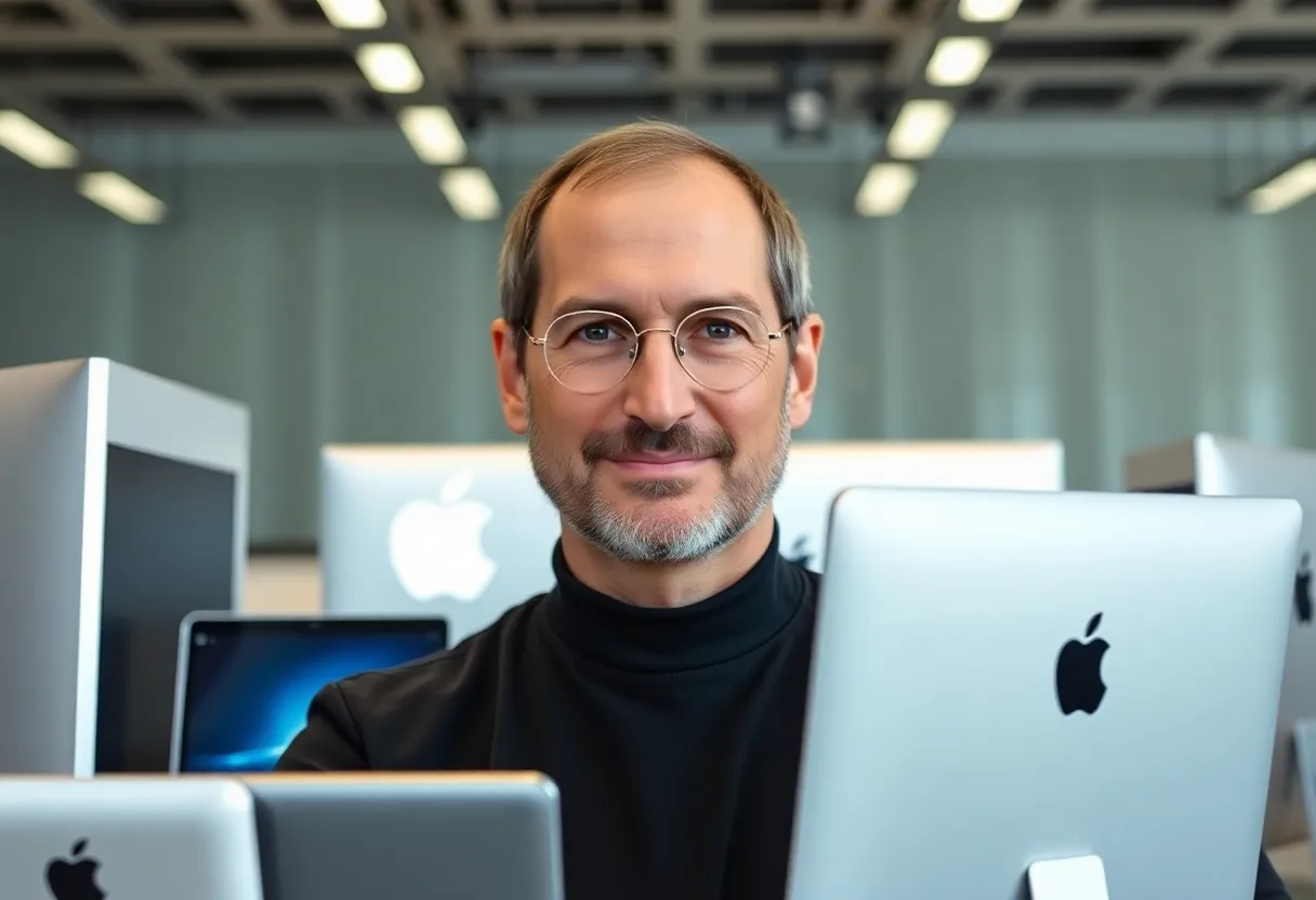 Steve Jobs exhibiting marketing brilliance with Apple products