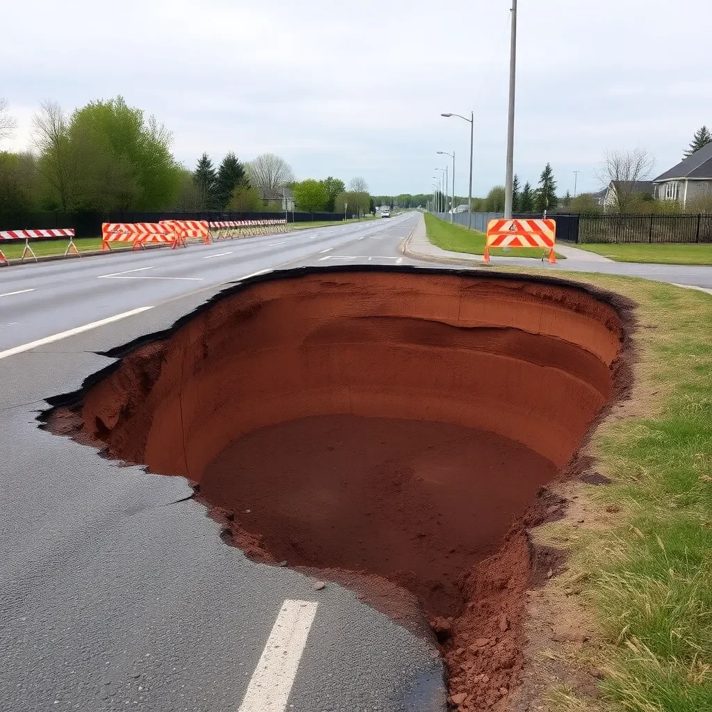 Major Sinkhole Causes Road Closure on Woodruff Road in Greenville