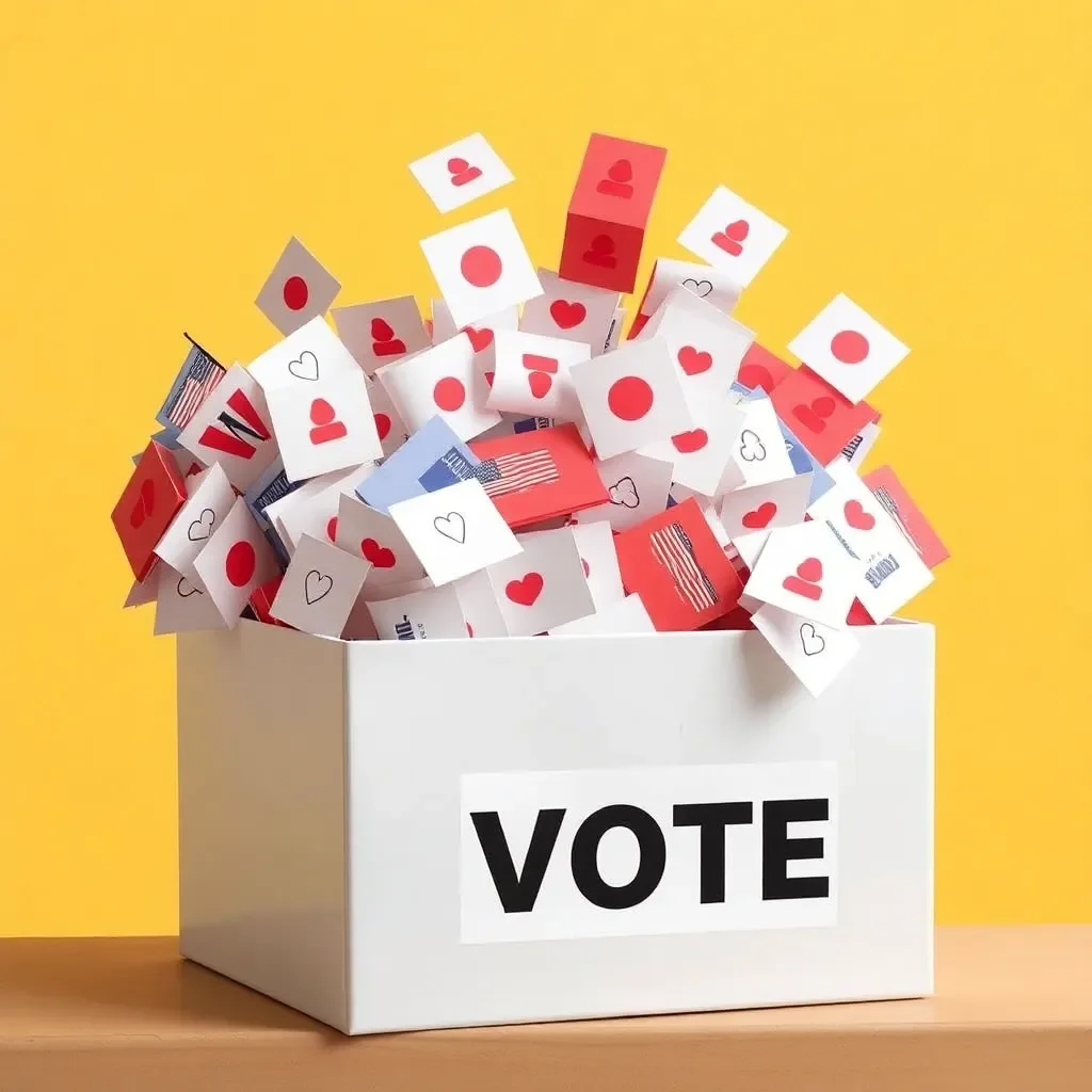 Ballot box overflowing with votes for education.