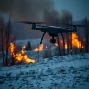 Ukrainian Drone Strikes Ignite Fires in Russian Regions Amidst Escalating Conflict