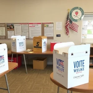 Voting ballots and educational symbols in Greenville County settings.