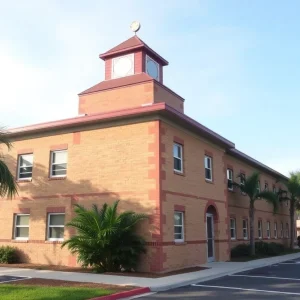 School buildings secured for hurricane safety preparations.