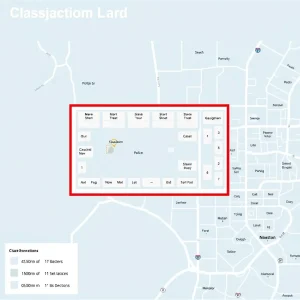 Classroom map with new student assignment boundaries displayed.