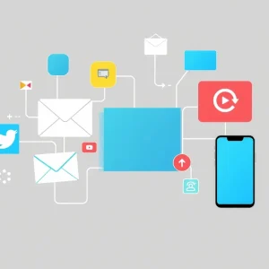 Illustration representing cross-channel marketing with multiple platforms