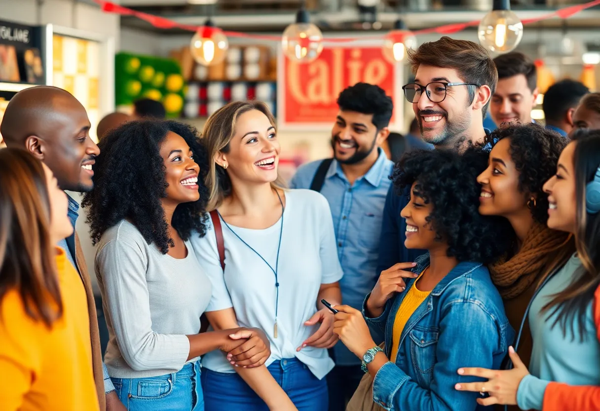 Group of people sharing joyful moments related to emotional marketing.