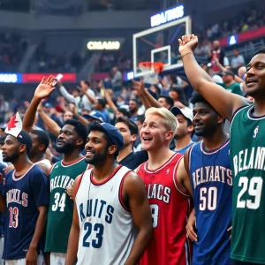 NBA players and fans celebrating new partnerships in the 2024-25 season.