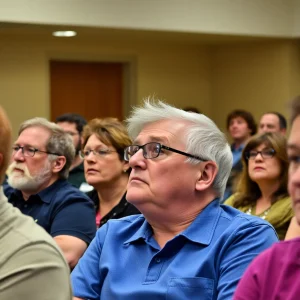 Concerned community members at a town hall meeting.