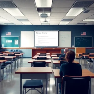 Empty classroom representing concerns over Greenville County education