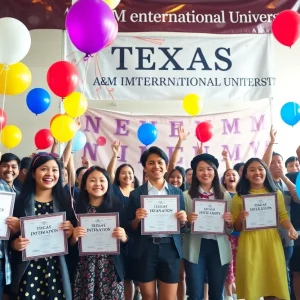 Celebration at Texas A&M International University for winning national awards