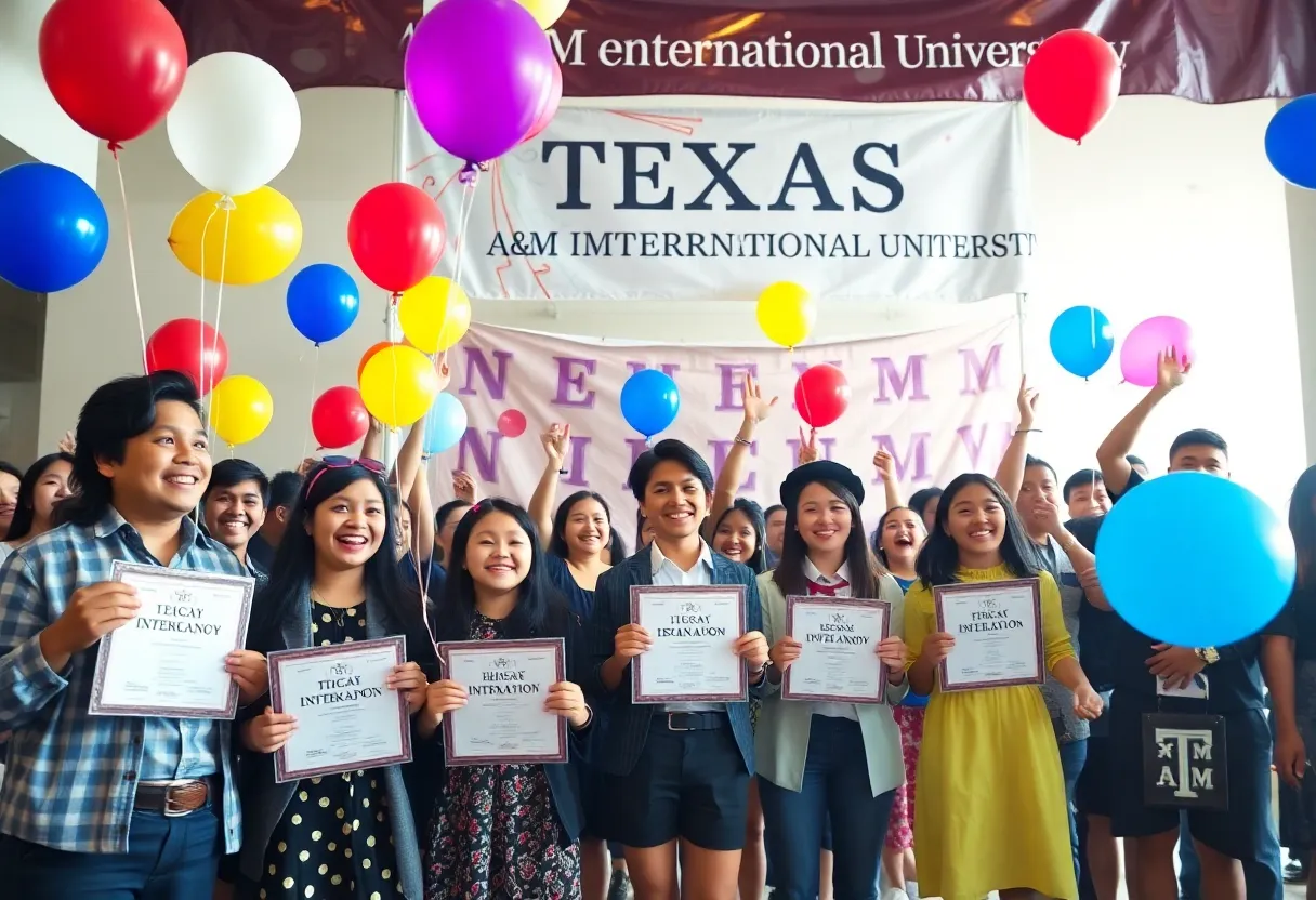 Celebration at Texas A&M International University for winning national awards