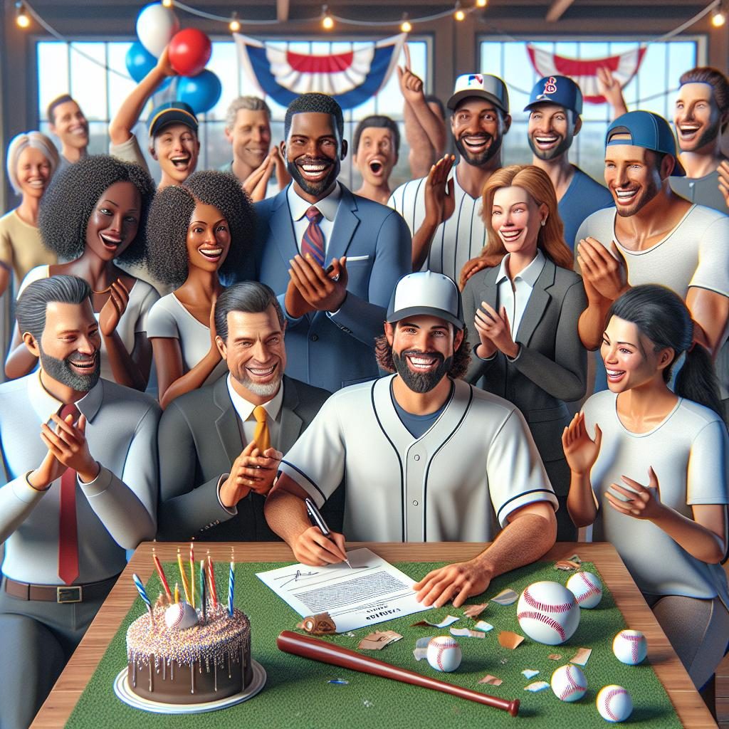 Baseball contract celebration