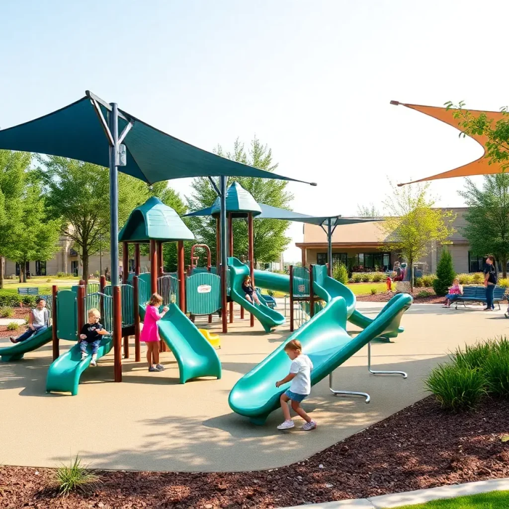 Kids playing on playground equipment at Croftsone Park