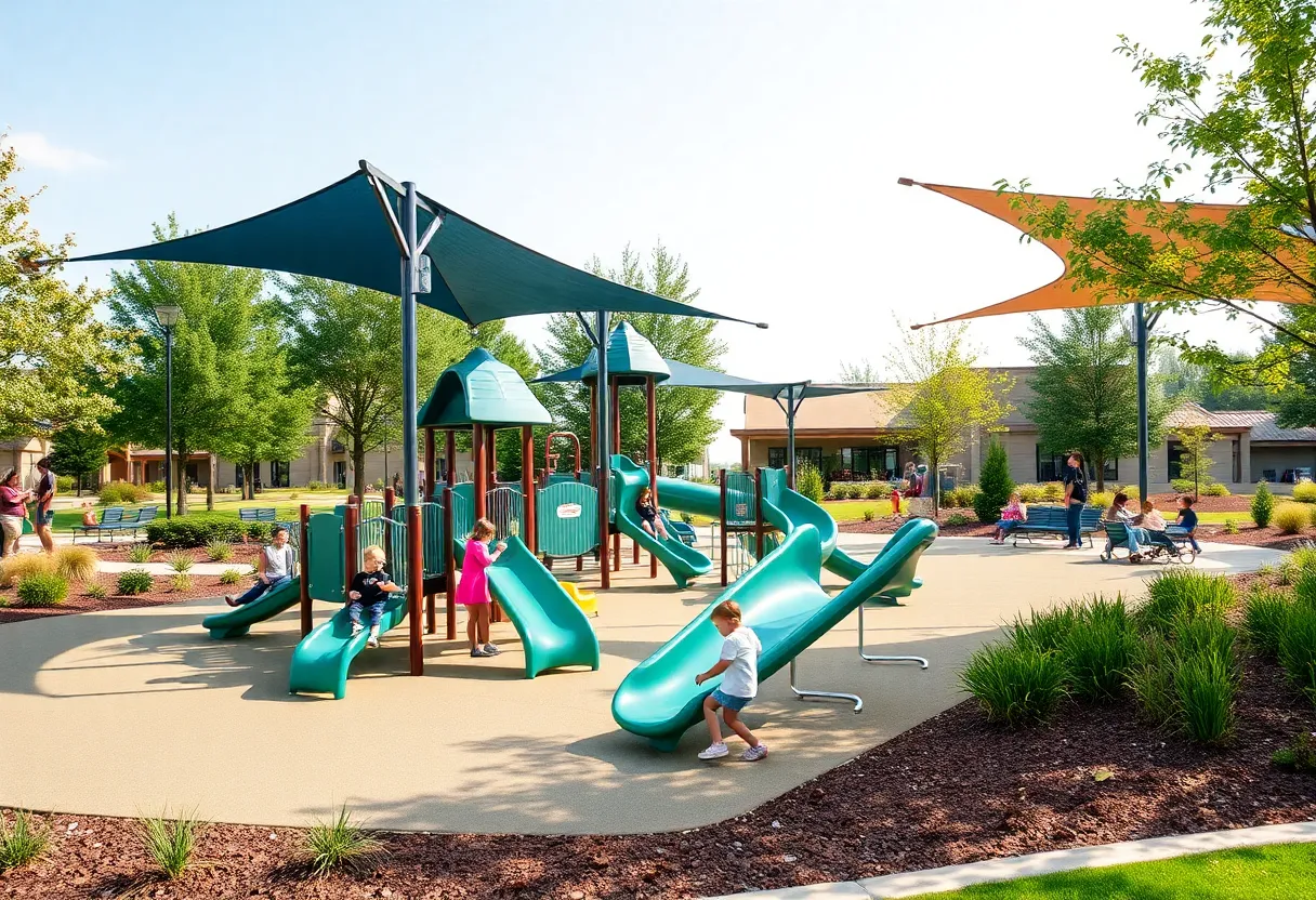 Kids playing on playground equipment at Croftsone Park