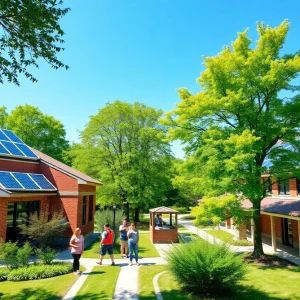 Students participating in Furman University's sustainability activities on campus