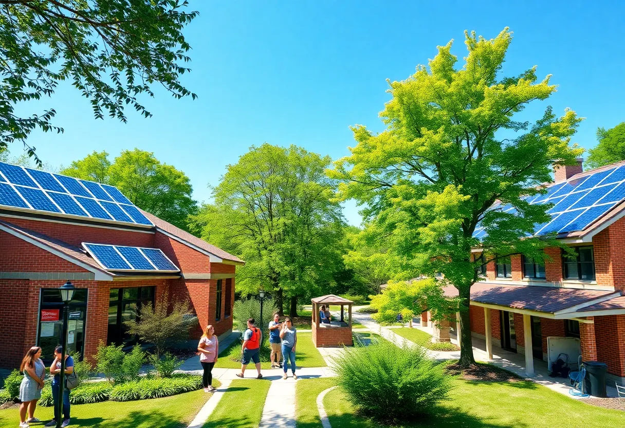 Students participating in Furman University's sustainability activities on campus