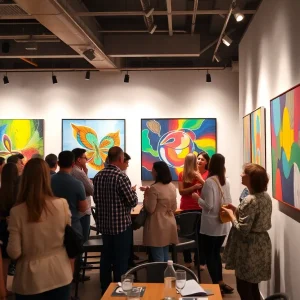 Attendees admire art pieces at Greenville's art exhibition