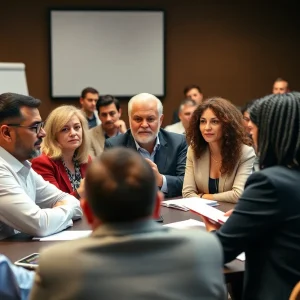 Council members engaged in a discussion during a meeting