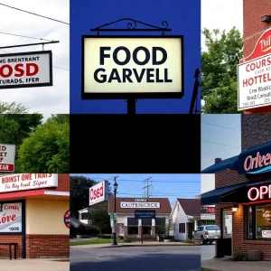 Collage of closed restaurants and bustling diners in Greenville, SC.