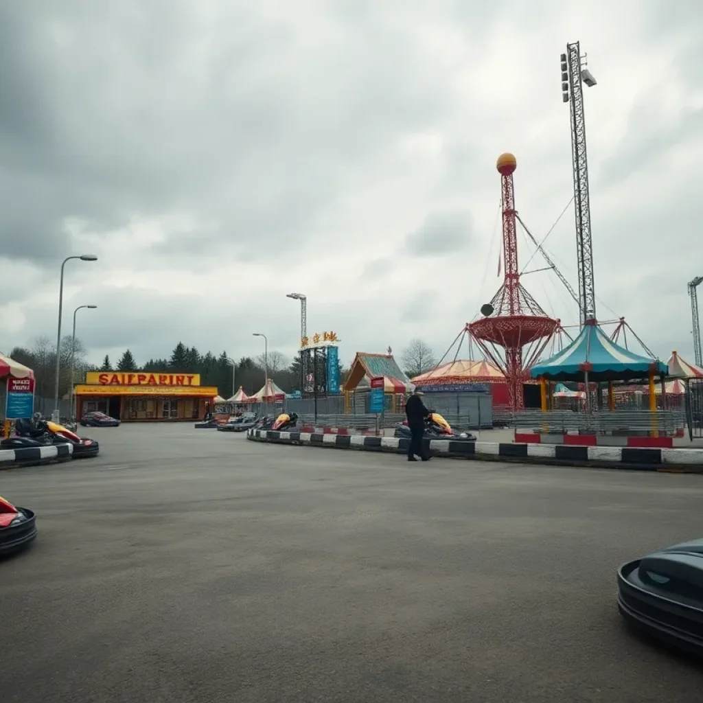 Amusement park scene reflecting tragedy