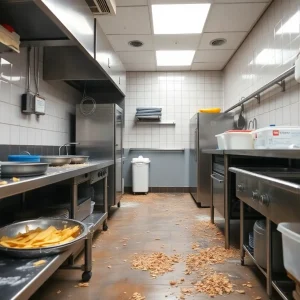 Unsanitary conditions in a restaurant kitchen in Greenville