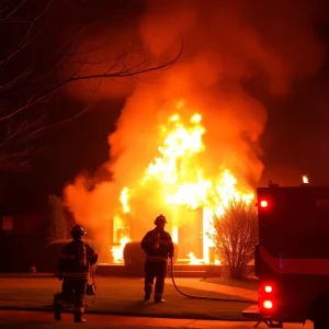 Firefighters battling a house fire in Greer, South Carolina