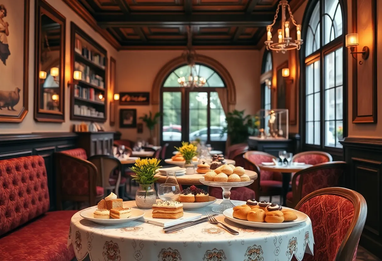 Interior of Old Europe Desserts cafe with pastries