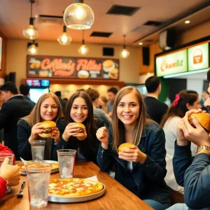 Customers enjoying meals at Windy City Burgers and Rapid Fire Pizza