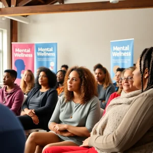 Community members participating in a mental health workshop