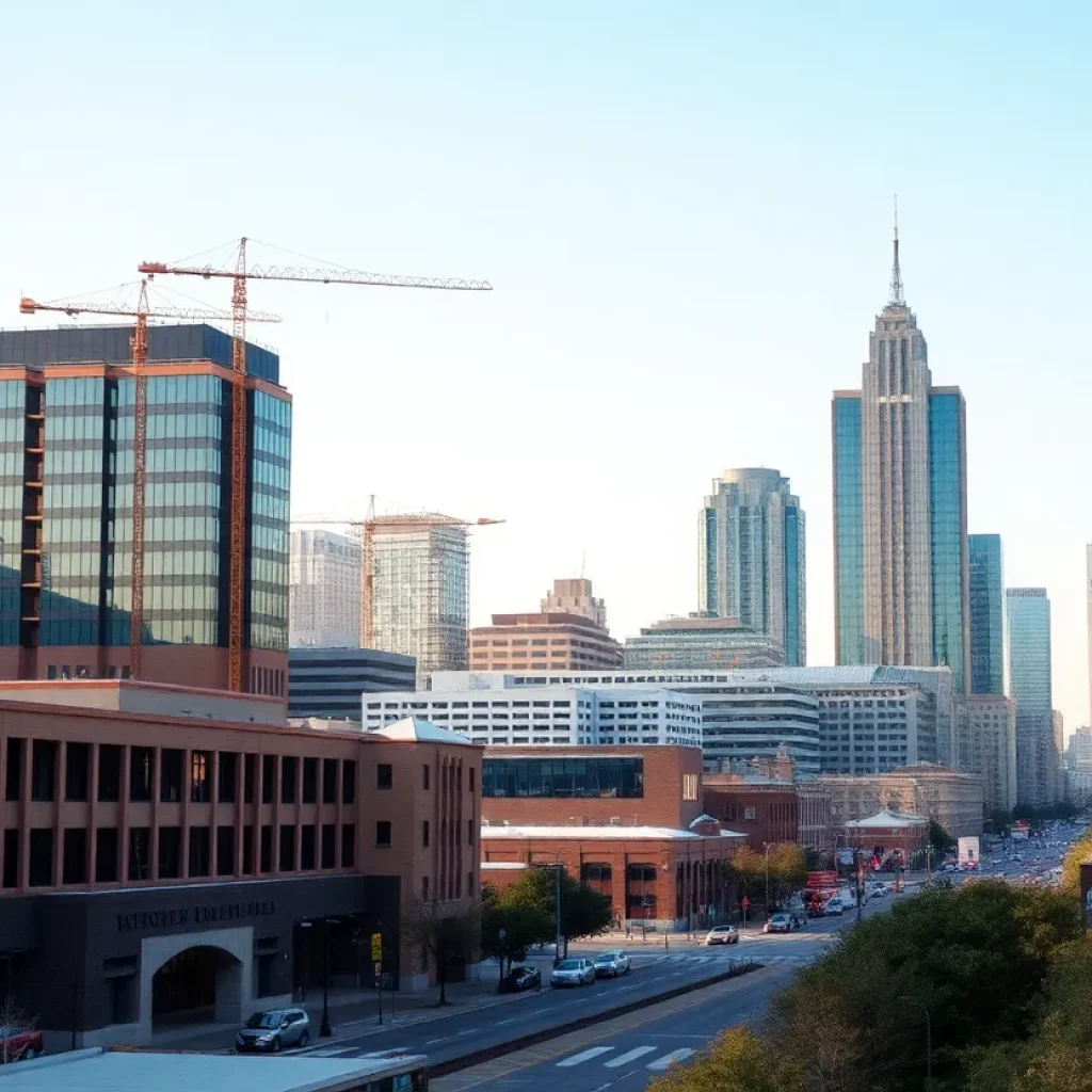 View of Greenville's city skyline with new developments