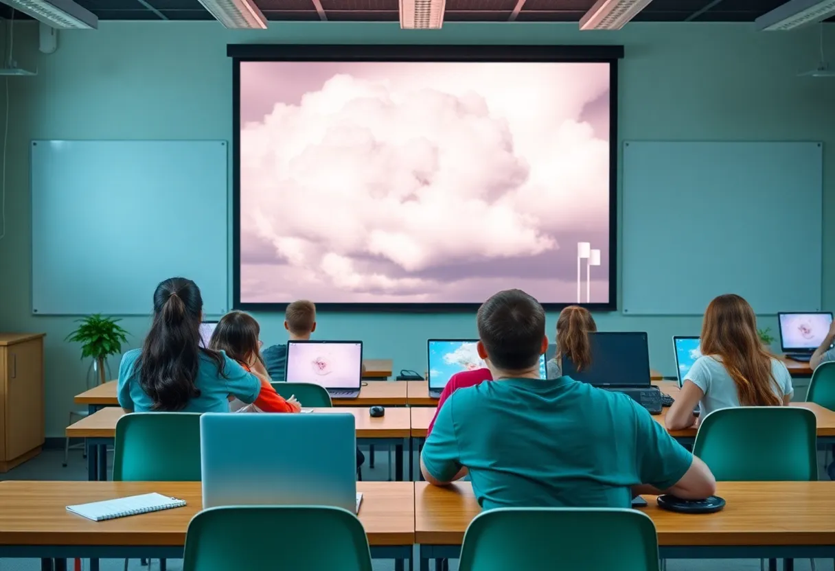 Students participating in eLearning activities after Hurricane Helene