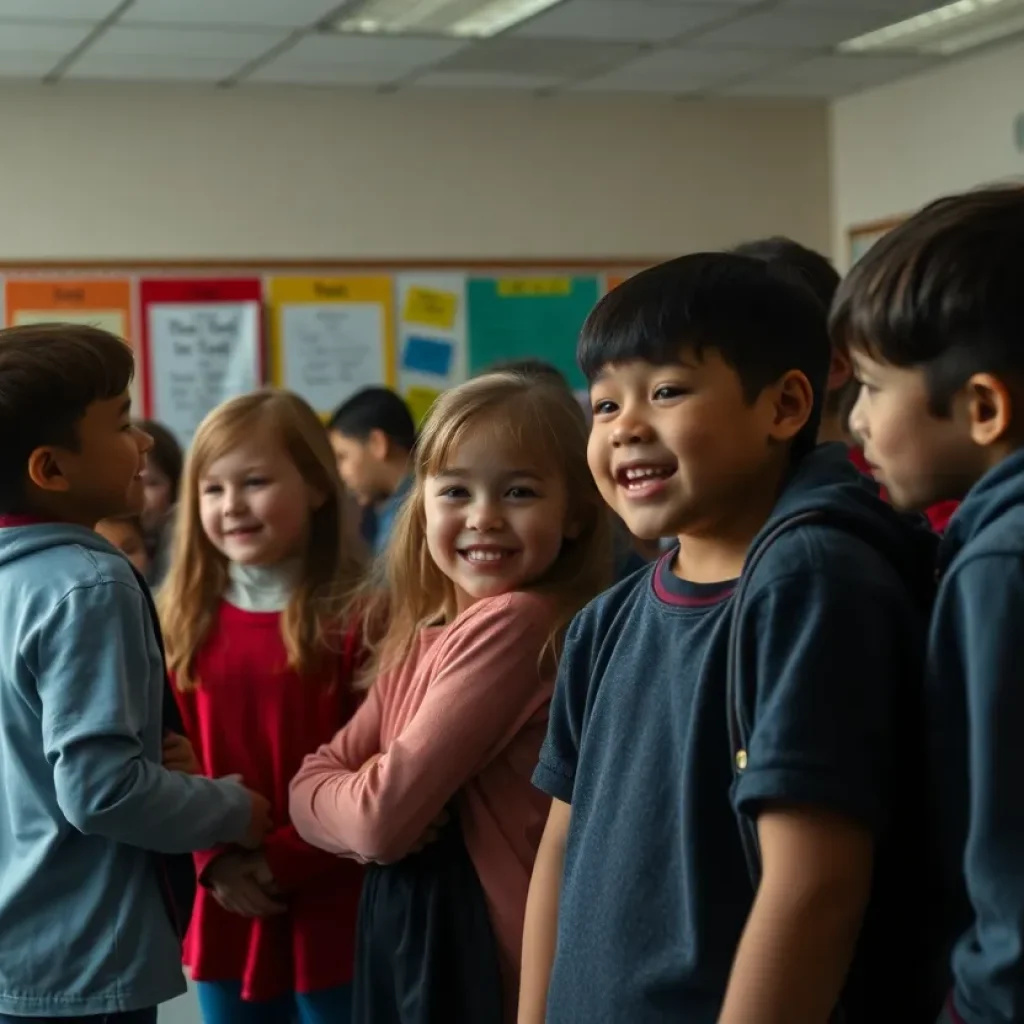 Children in a schoolyard highlighting the issue of bullying