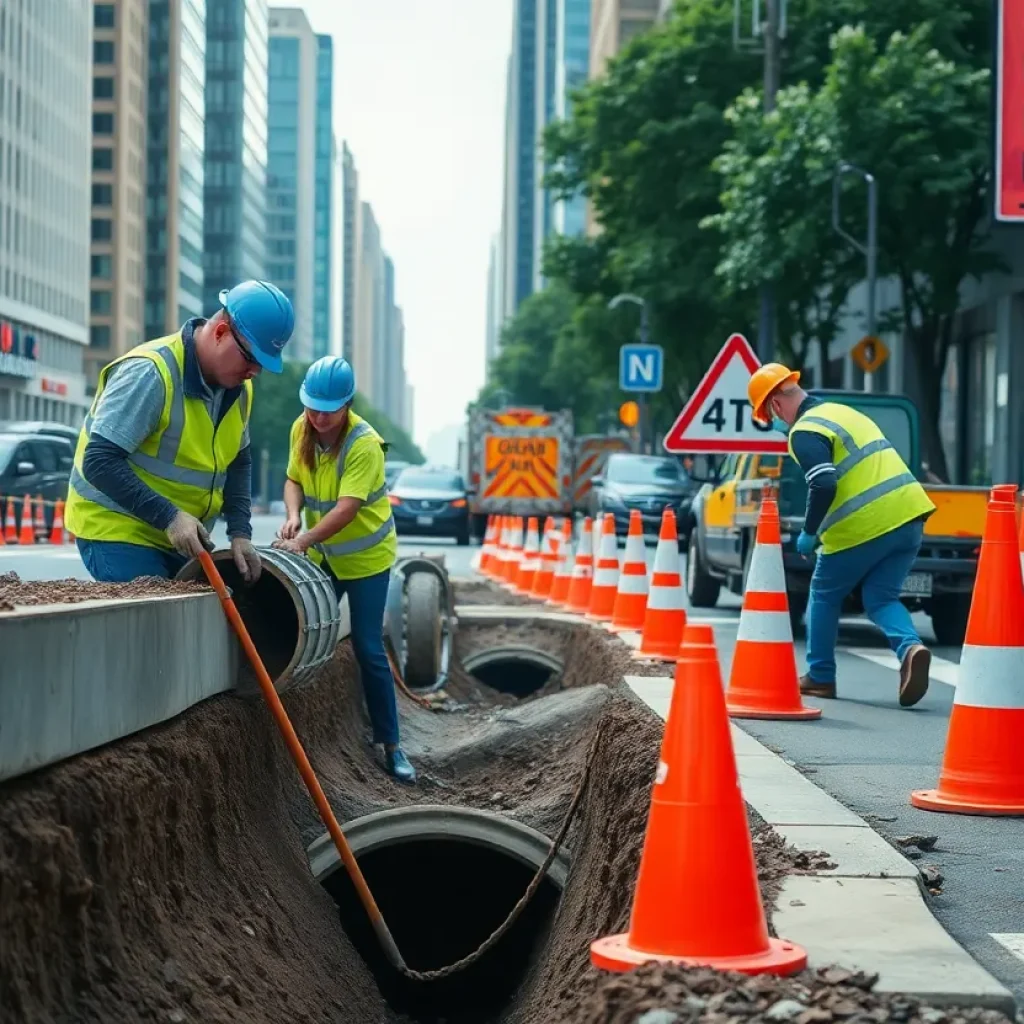 Construction work on Cleveland Street in Greenville