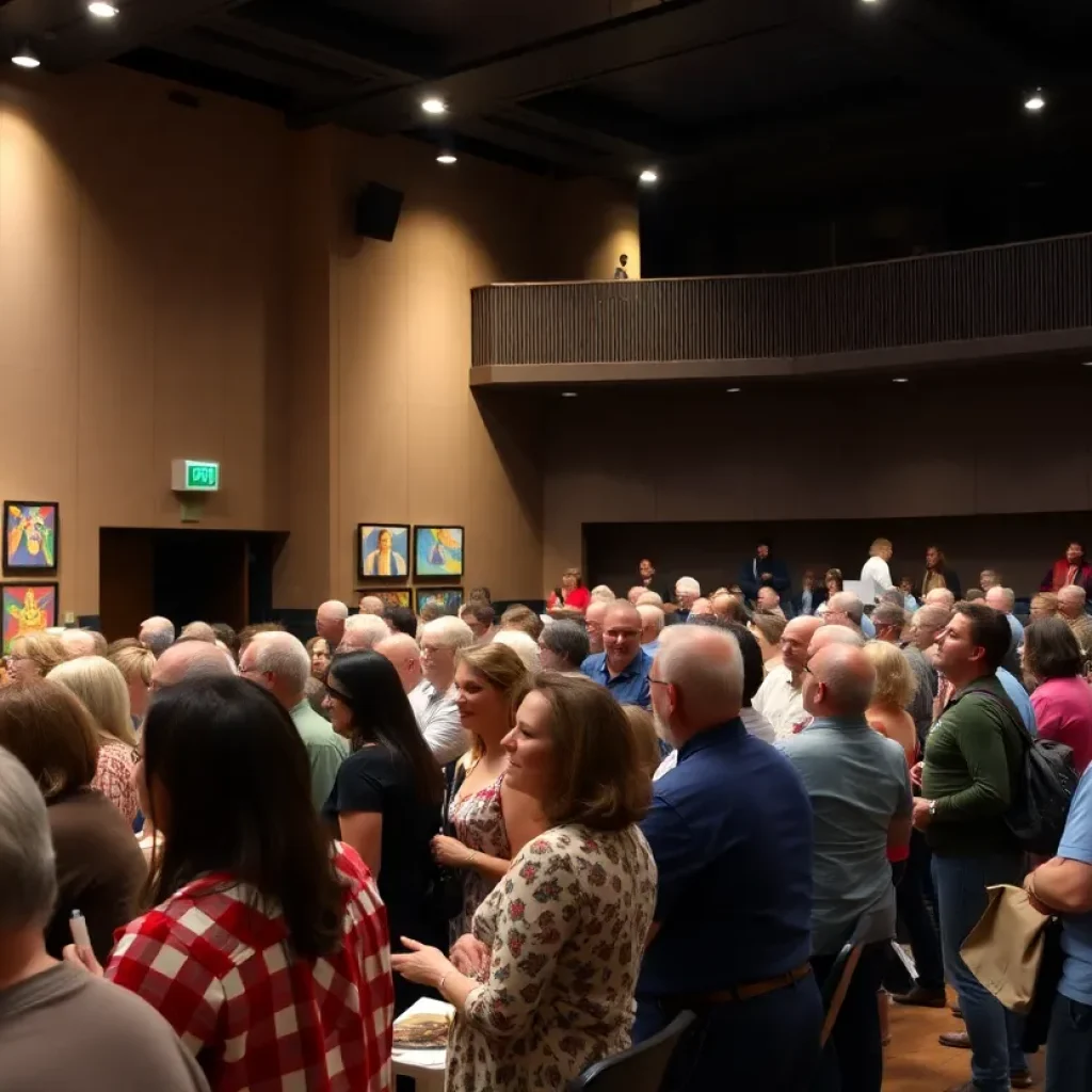 Celebration event at the Greenville Arts Council with community members and artwork.