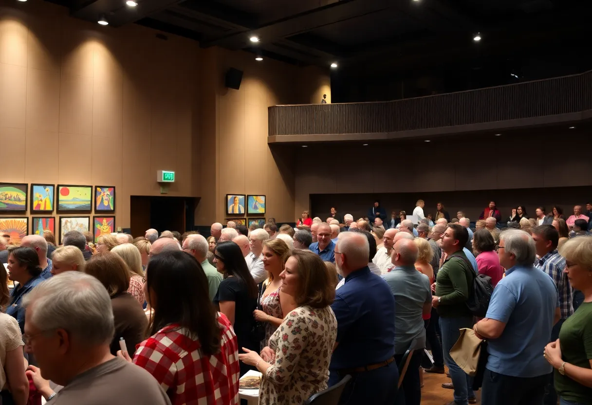 Celebration event at the Greenville Arts Council with community members and artwork.