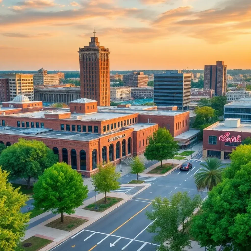 City landscape of Greenville with new developments