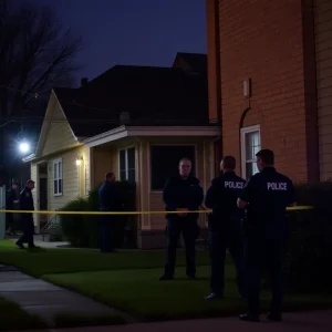 Police officers conducting a nighttime investigation in Greenville County