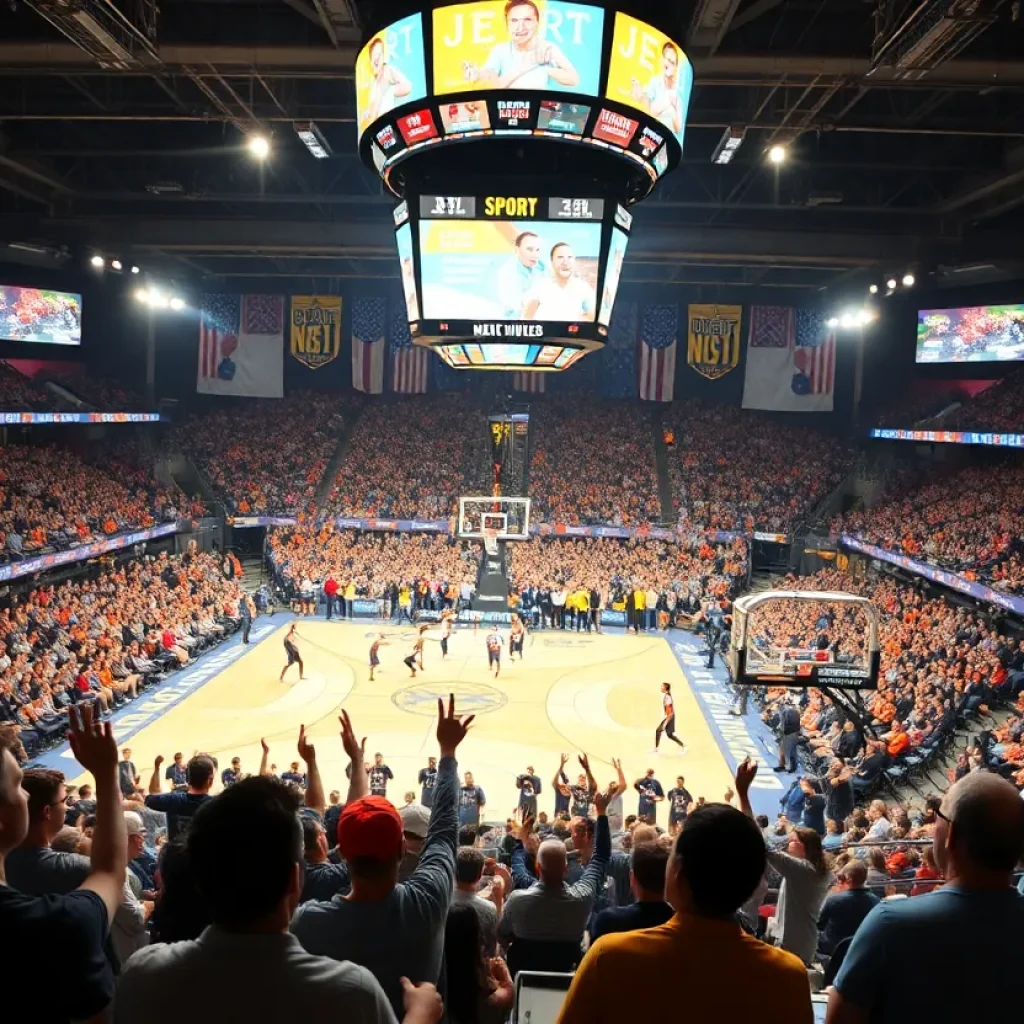 Fans cheering at the SEC Women's Basketball Tournament in Greenville