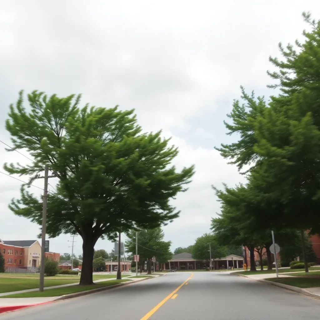 Spartanburg schools with strong winds and cloudy sky