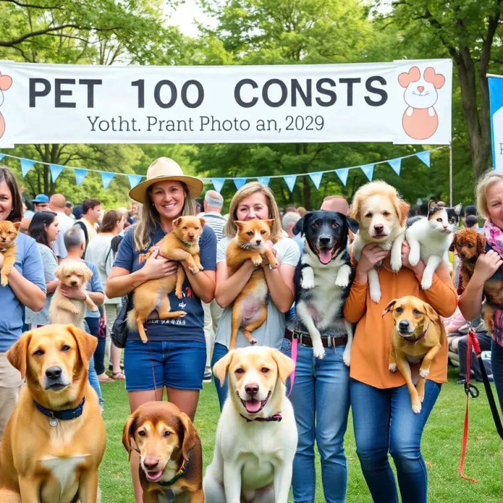Community members at the 2025 Top Pet Photo Contest holding their pets