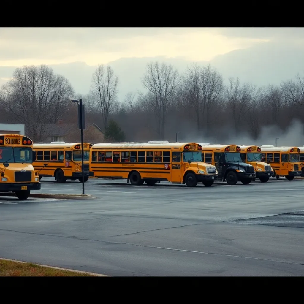 Burnt buses at Legacy Charter School in Greenville