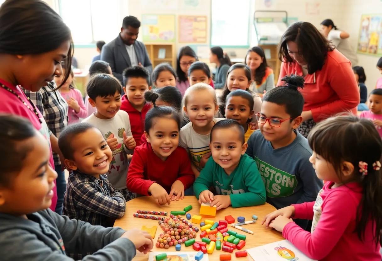 Children participating in community engagement programs.
