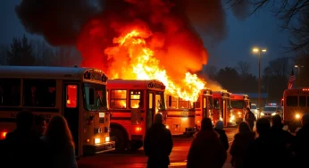 Greenville Man Charged with Arson After School Buses Fire