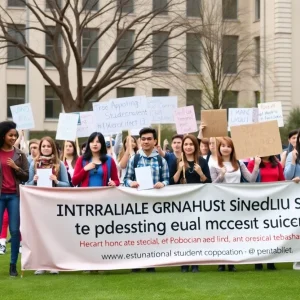 Students at Furman University protesting for international student rights