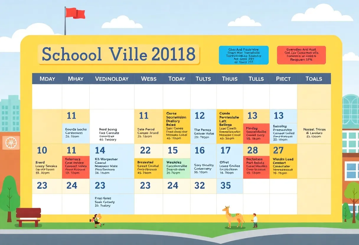 Illustration of Greenville County Schools 2025-26 academic calendar showing important school dates.