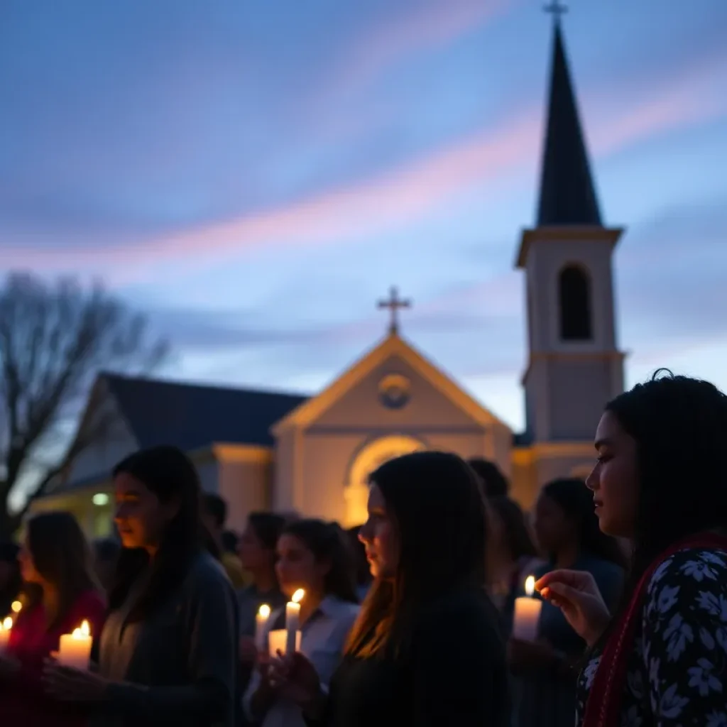 Community members gathered for a vigil in memory of a shooting victim.