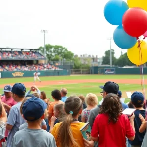 Young readers cheer at the Greenville Drive Reading All-Stars event.