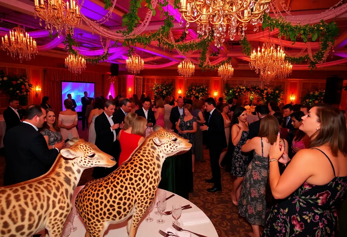 Guests at the Greenville Green Tie Gala enjoying activities for wildlife fundraising