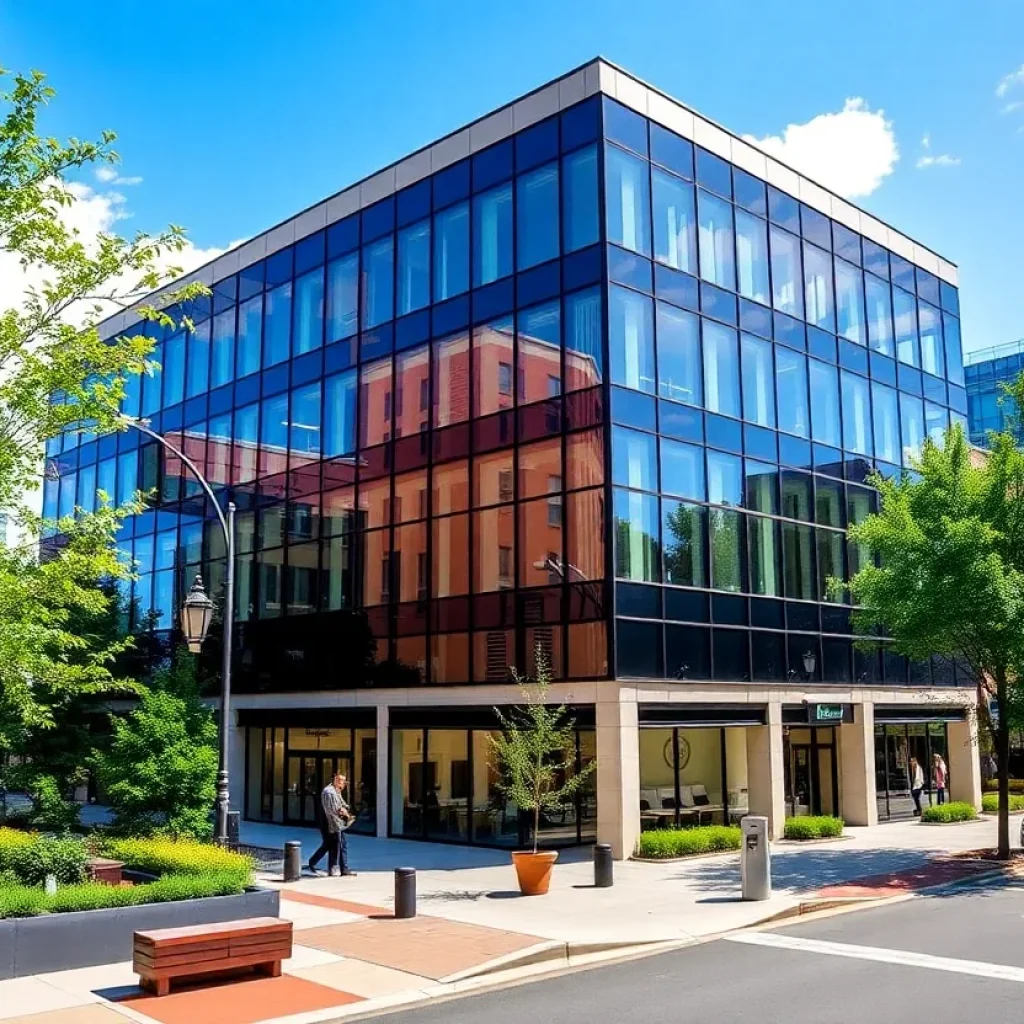Modern office buildings in downtown Greenville, South Carolina