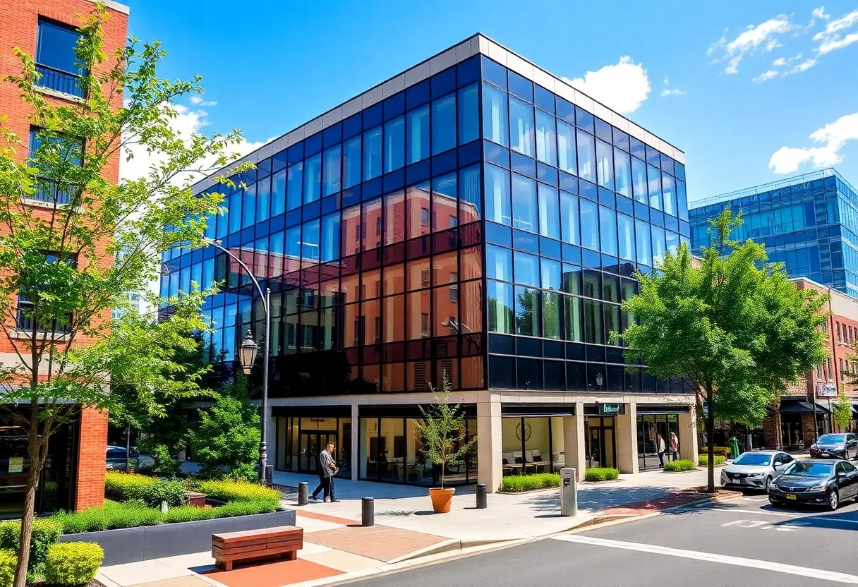 Modern office buildings in downtown Greenville, South Carolina